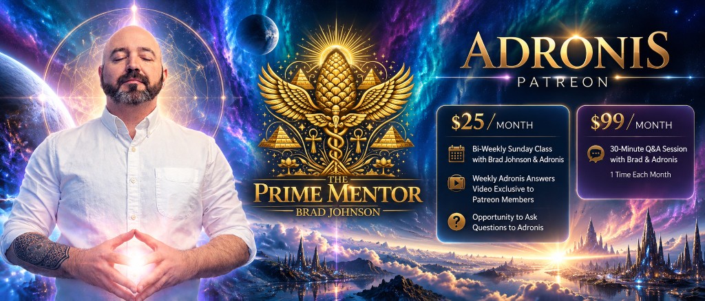 Adronis Patreon. $25 per month includes a bi-weekly Sunday class with Brad Johnson and Adronis, a weekly Adronis Answers video, and the chance to ask questions. $99 per month adds a 30-minute Q&A session once each month.