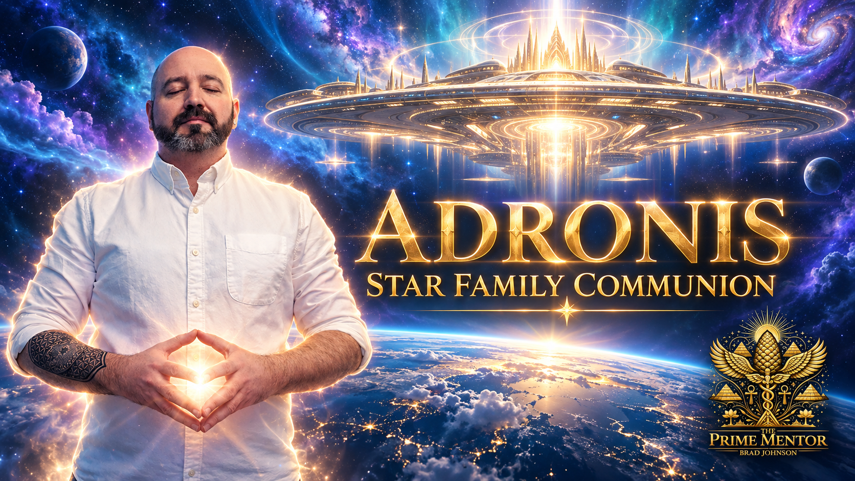 Adronis: Star Family Communion on-demand webinar. A guided recording with Brad Johnson and Adronis, available for $7.99.